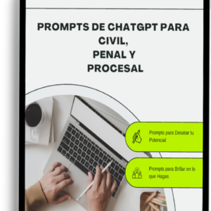 Tablet mostrando el título “Prompts de ChatGPT para Abogados: Civil, Penal y Procesal” sobre fondo profesional, ideal para juristas y estudiantes de derecho.