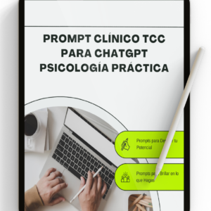 Imagen ilustrativa de plantilla de prompt para sesiones de terapia cognitivo-conductual (TCC) con ChatGPT, diseñada para psicólogos.
