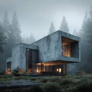 Imagen de portada del producto “10 Prompts Midjourney para Arquitectura”, con visualización digital de una casa moderna y futurista generada por inteligencia artificial, acompañada de texto en español sobre fondo minimalista.