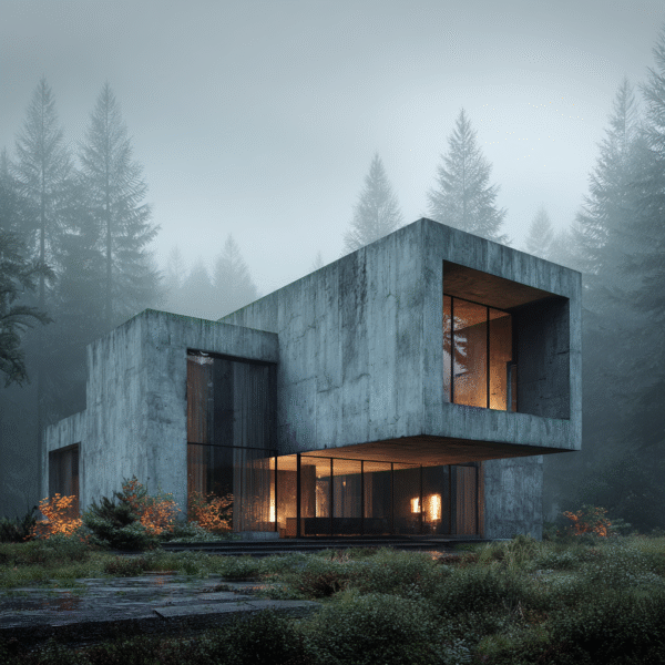 Imagen de portada del producto “10 Prompts Midjourney para Arquitectura”, con visualización digital de una casa moderna y futurista generada por inteligencia artificial, acompañada de texto en español sobre fondo minimalista.
