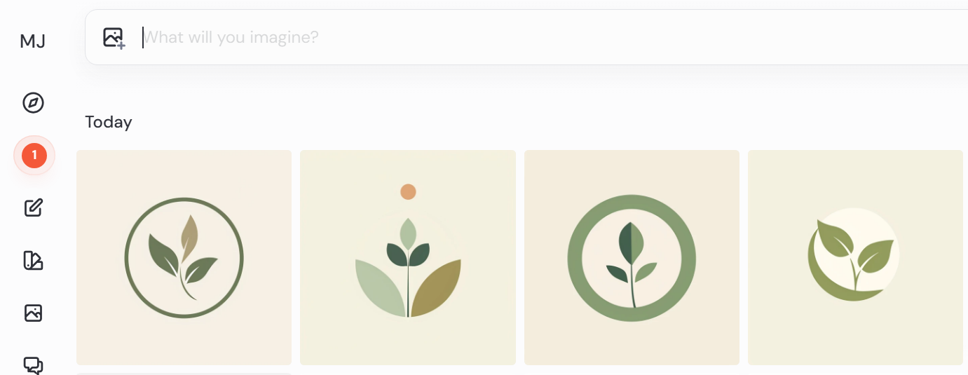 Midjourney para logotipos minimalistas, con una cuadrícula de 10 ejemplos de logos vectoriales
